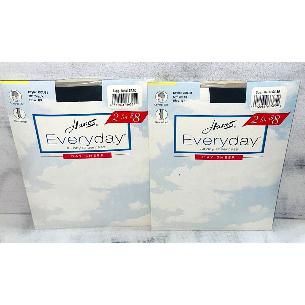 Pantyhose Hanes Everyday Off Black Size EF - 2 Pairs - 145-190 lbs